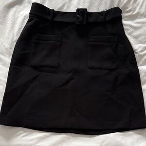 Black Mini Skirt with Belt